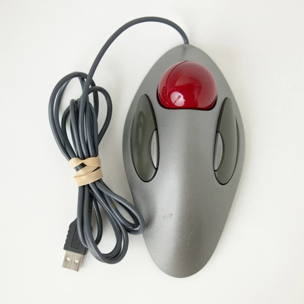 Logitech Trackman Marble Mouse Trackball T-BC21 Grey Red Ambidextrous 804377
